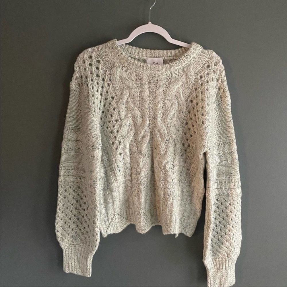 J.O.A. Balloon Sleeve Cable Knit Sweater - Picture 2 of 8